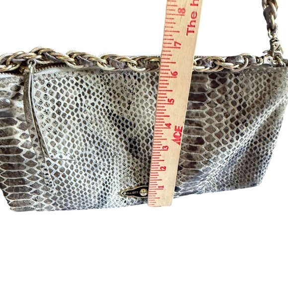 Elliott Lucca 100% Leather Snakeskin Print Hobo Satchel Shoulder Bag Gray - Picture 8 of 15